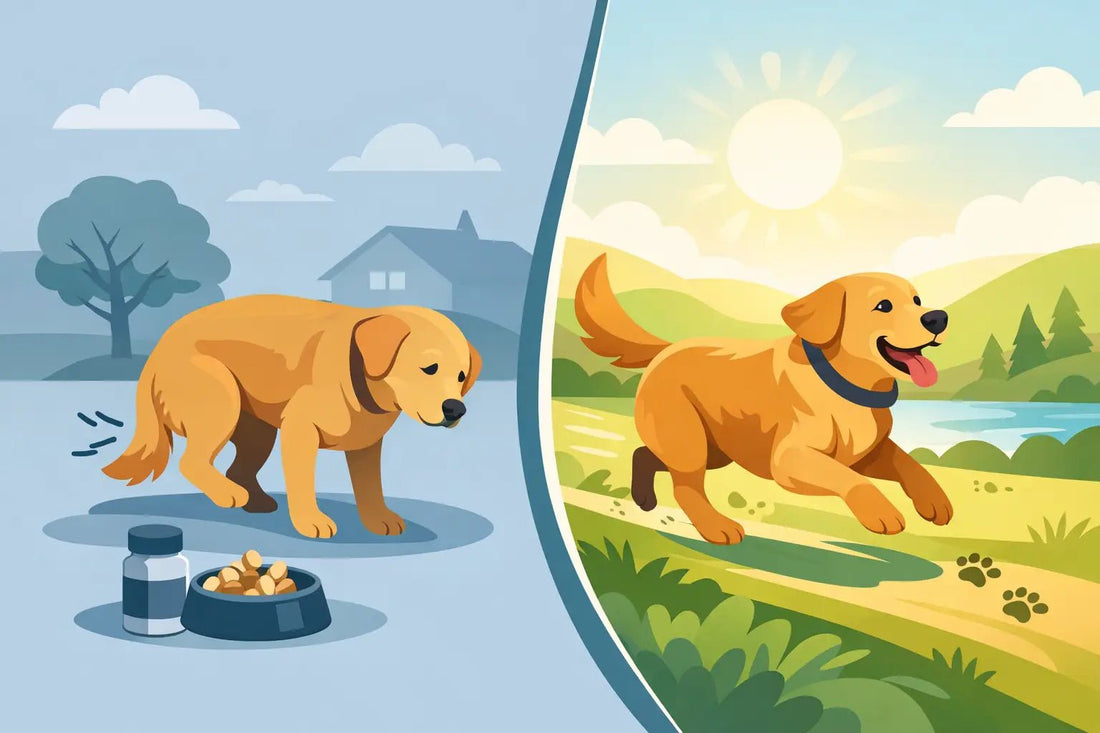 Avant après complément mobilité chien - Bounty Premium – Compléments pour chiens